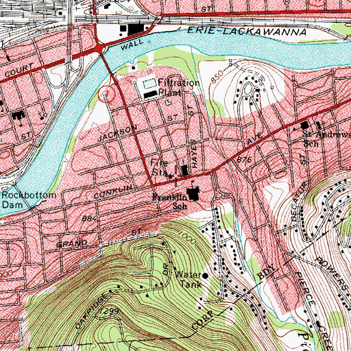 Topographic Map of Binghamton Fire Department Station 1, NY