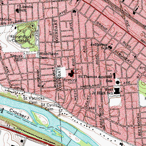 Topographic Map of Binghamton State Armory, NY