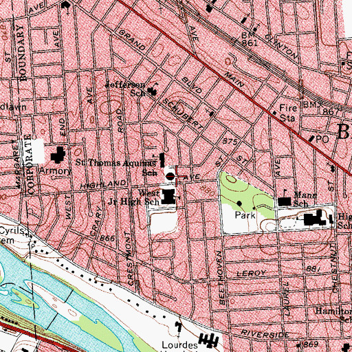 Topographic Map of Saint Thomas Aquinas Roman Catholic Church, NY