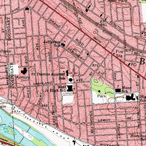 Topographic Map of Saint Thomas Convent (historical), NY