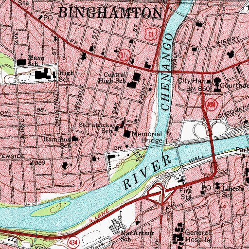 Topographic Map of Saint Patrick's Roman Catholic Church, NY