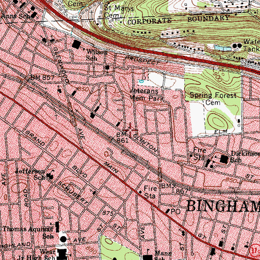 Topographic Map of Sacred Heart Ukrainian Catholic Church, NY