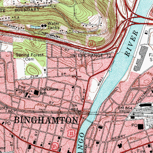 Topographic Map of Oak Street Methodist Church, NY