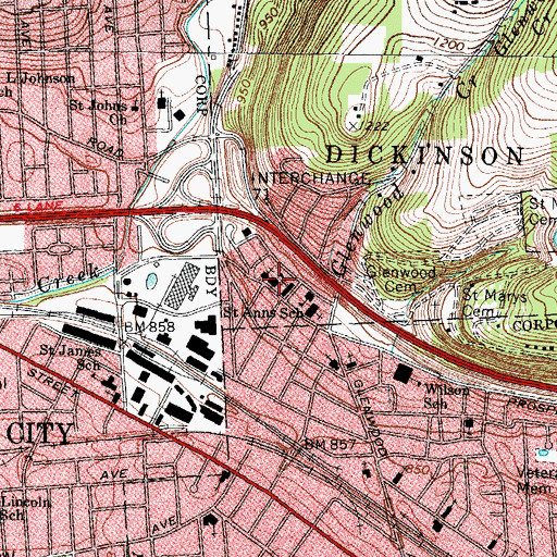 Topographic Map of Saint Stanislaus School, NY