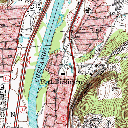 Topographic Map of Port Dickinson Village Hall, NY