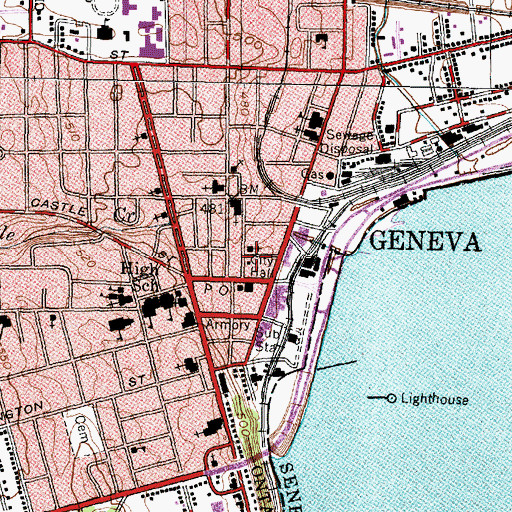 Topographic Map of Geneva Fire Department, NY