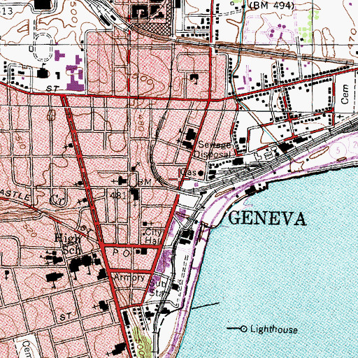 Topographic Map of Finger Lakes Occupational Center, NY