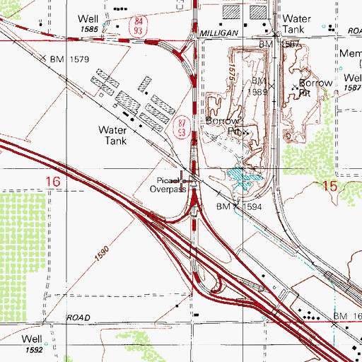 Topographic Map of Picacho Overpass, AZ