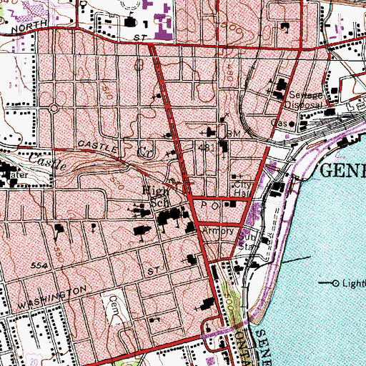 Topographic Map of Soldiers and Sailors Memorial Library, NY