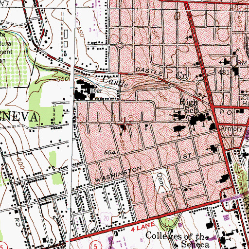 Topographic Map of High Street Elementary School (historical), NY