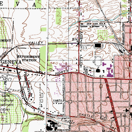 Topographic Map of Geneva Junior High School, NY