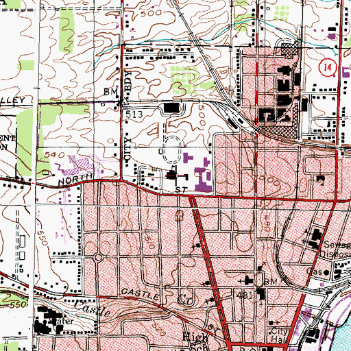 Topographic Map of North Street Public School, NY