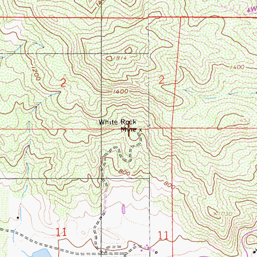 Topographic Map of White Rock Mine, CA