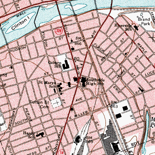 Topographic Map of Centenary United Methodist Church, NY