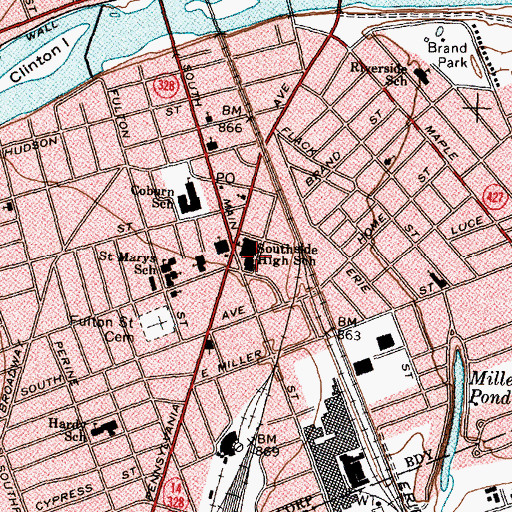 Topographic Map of Chemung County Human Resources Center, NY