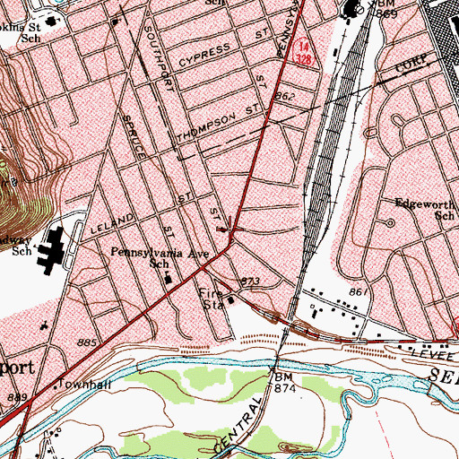 Topographic Map of Southport Baptist Church, NY