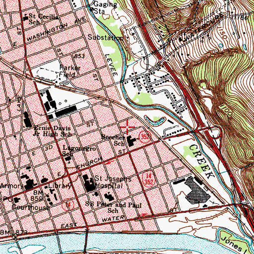 Topographic Map of Saint Paul Missionary Baptist Church, NY