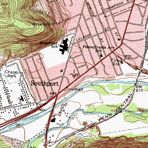 Topographic Map of Southport Shopping Center, NY