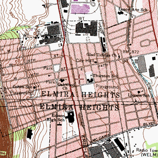 Topographic Map of Elmira Heights Senior Citizens Day Center, NY