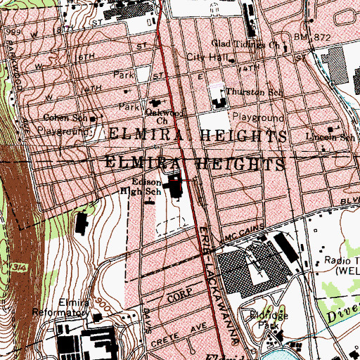 Topographic Map of Thomas A Edison High School, NY