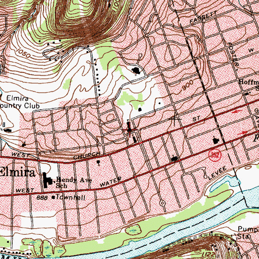 Topographic Map of Holy Family Intermediate School, NY