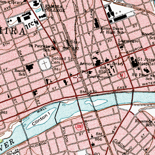 Topographic Map of First Baptist Church, NY