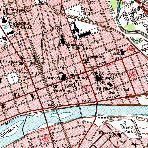 Topographic Map of Lake Street Presbyterian Church, NY