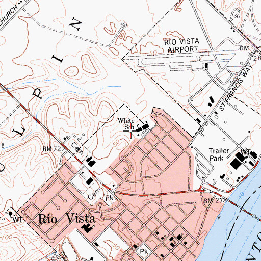 Topographic Map of D H White Elementary School, CA
