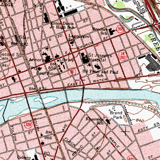 Topographic Map of Eastown Mall Shopping Center, NY