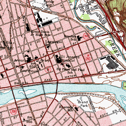 Topographic Map of Saint Peter and Saint Paul's Church, NY