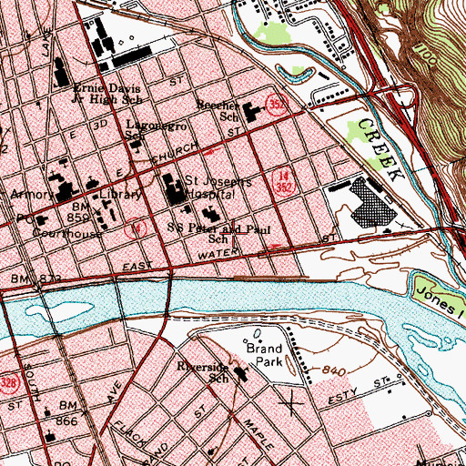 Topographic Map of Chemung County Health Center, NY