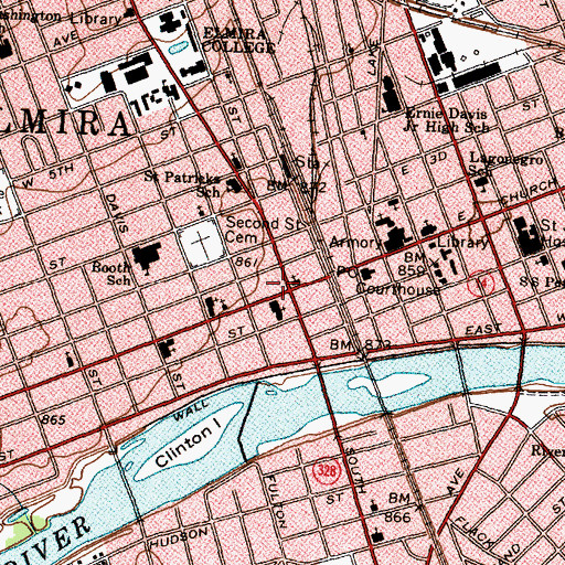 Topographic Map of Langdon Plaza Shopping Center, NY