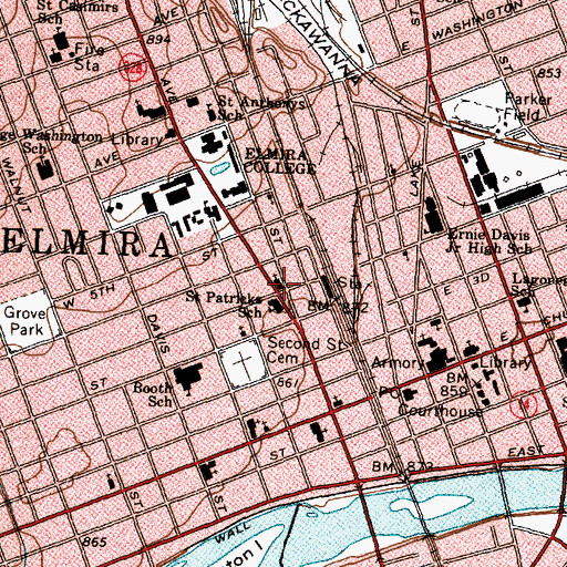 Topographic Map of Saint Patrick's Roman Catholic Church, NY