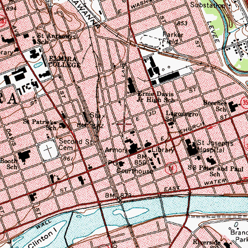 Topographic Map of Douglas Memorial African Methodist Episcopal Zion Church, NY