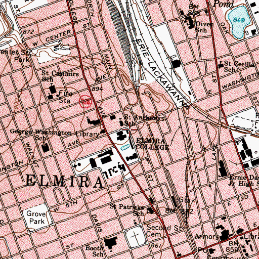 Topographic Map of Gillett Memorial Hall, NY