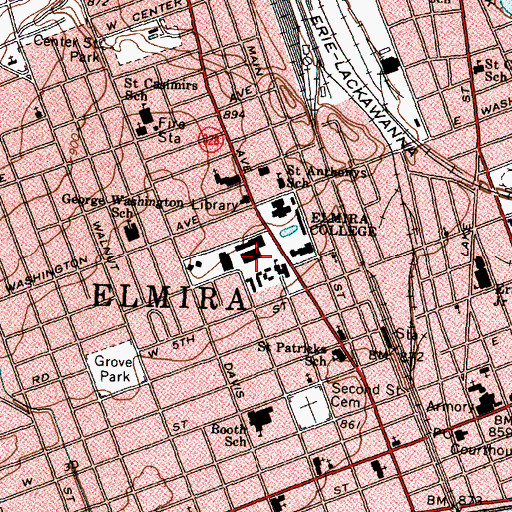 Topographic Map of Emerson Hall, NY