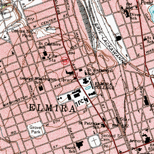 Topographic Map of Hamilton Hall, NY