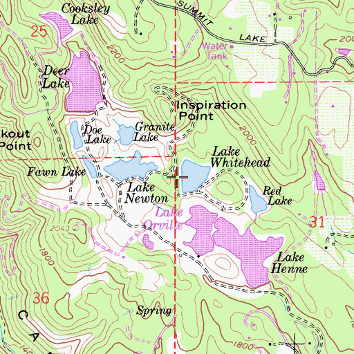 Topographic Map of Lake Whitehead, CA