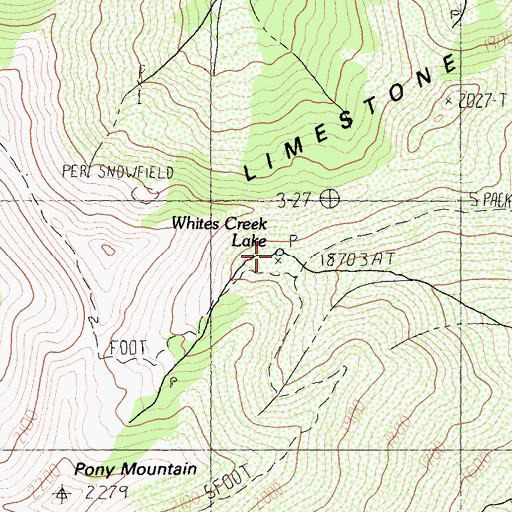 Topographic Map of Whites Creek Lake, CA