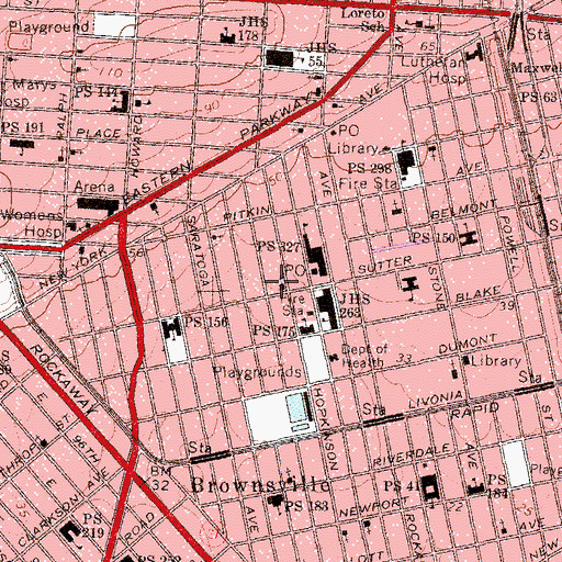 Topographic Map of Amboy Street Shul (historical), NY