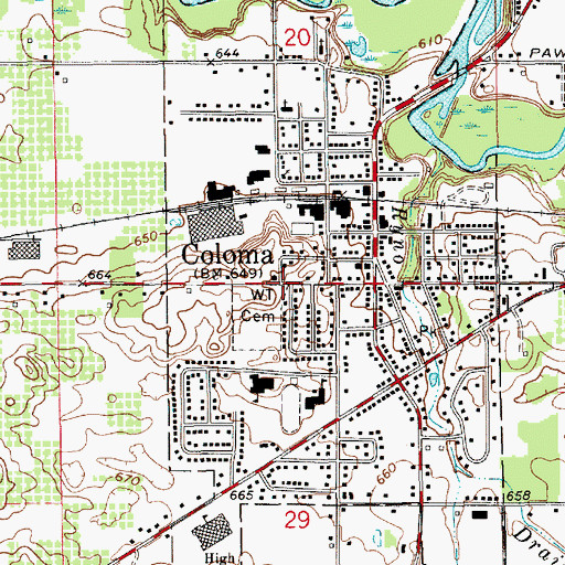 Topographic Map of Seventh-Day Adventist Church, MI