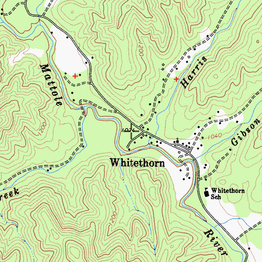 Topographic Map of Whitethorn, CA