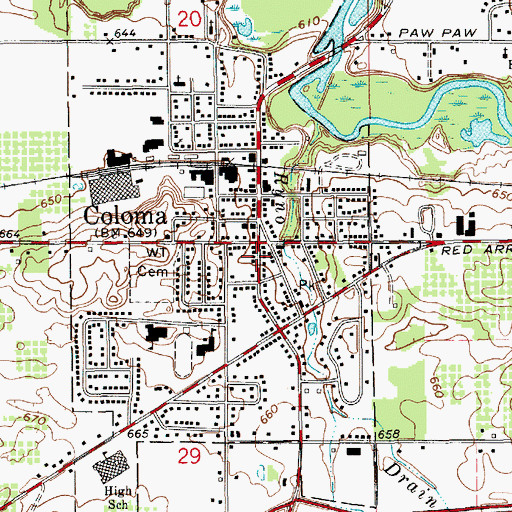 Topographic Map of First Congregational Church, MI