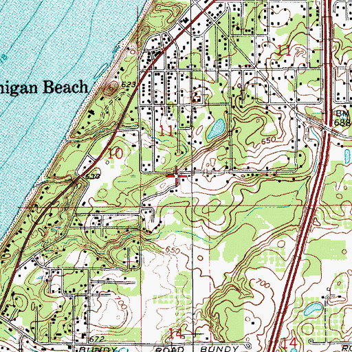 Topographic Map of Lake Michigan Beach Community Church, MI