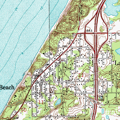 Topographic Map of Lakeshore Bible Church, MI