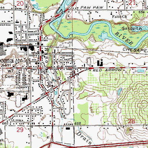 Topographic Map of Red Arrow Family Practice, MI