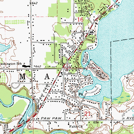 Topographic Map of Coloma Township Police Department, MI
