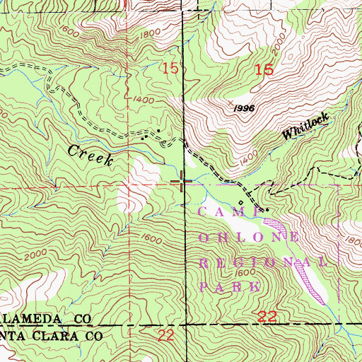 Topographic Map of Whitlock Creek, CA