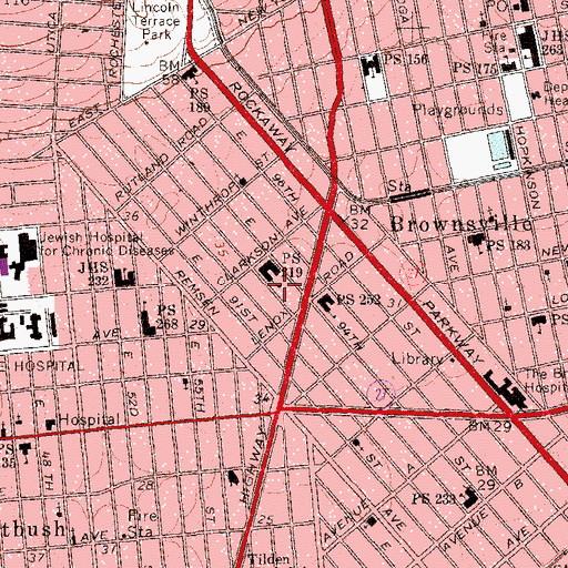 Topographic Map of Kennedy-King Playground, NY
