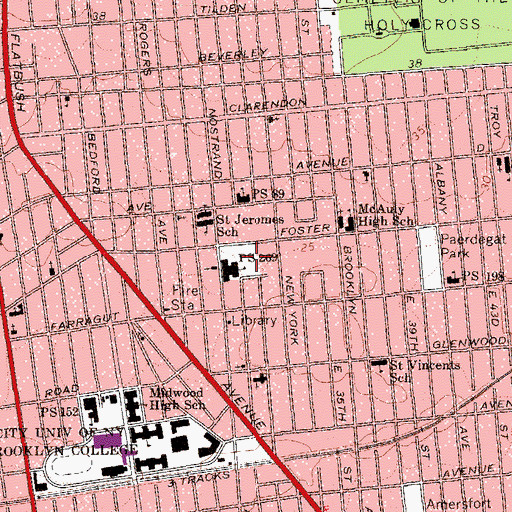 Topographic Map of Nostrand Playground, NY